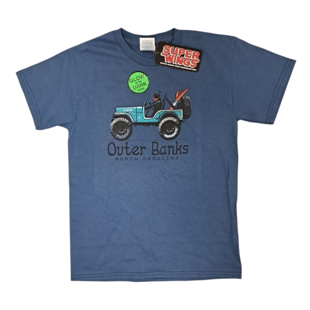 Kids NC Outer Banks Graphic T-Shirts Gray & Blue Size M - Picture 4 of 8
